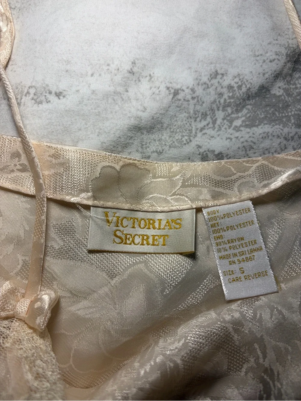 Vintage Victoria’s Secret Ivory Floral Jacquard Cami & Tap Panty Set